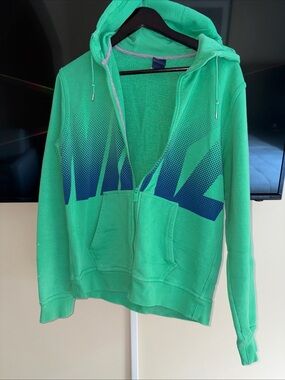 Nike green blue hoodie hooded sweatshirt unisex Medium